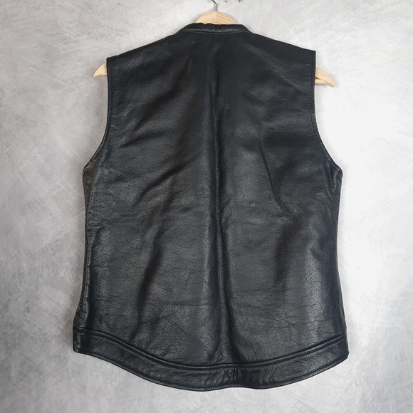 Jamin Leather Vest Womens Large Black Motorcycle Biker Concealed Carry Riding - Picture 9 of 16